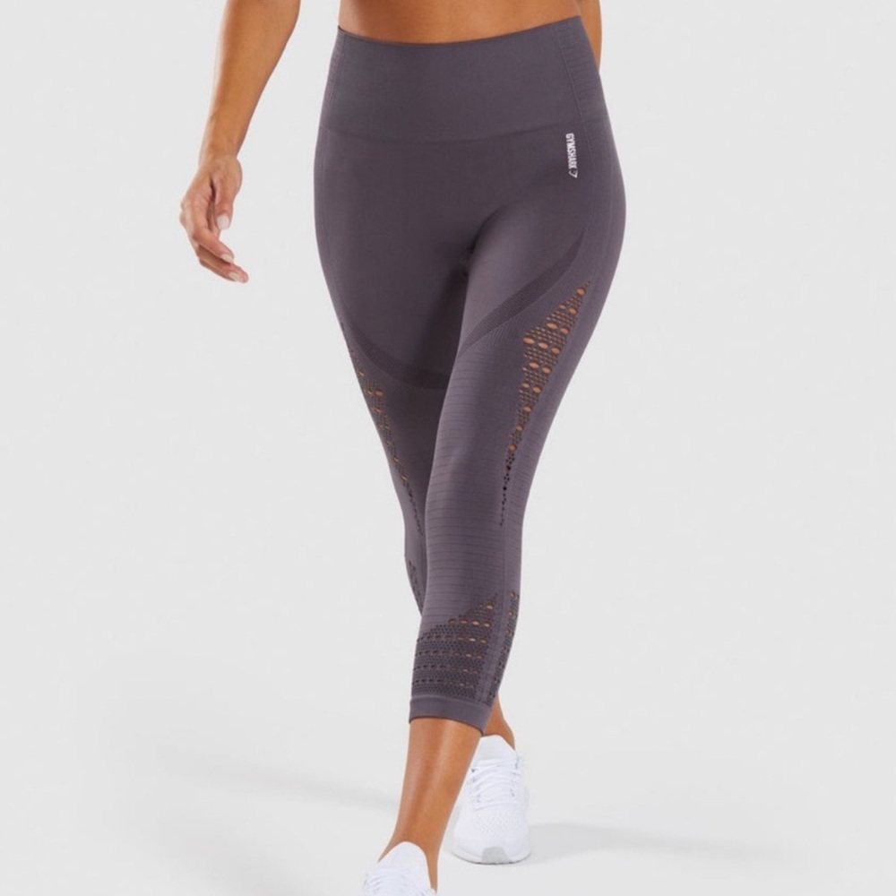 Gymshark Energy Seamless Cropped Leggings Slate Lavender M